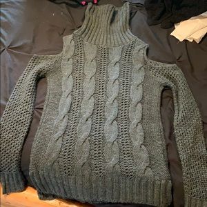 dark gray, turtle neck sweater